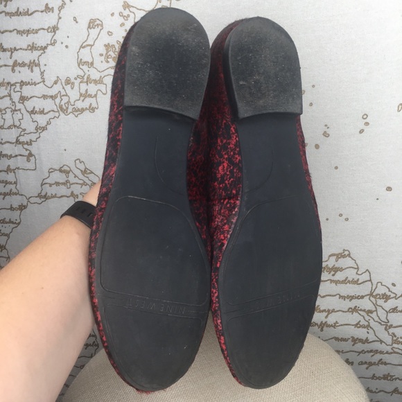 Nine West Size 11 Red Calf Hair Leather Flats - Picture 9 of 15
